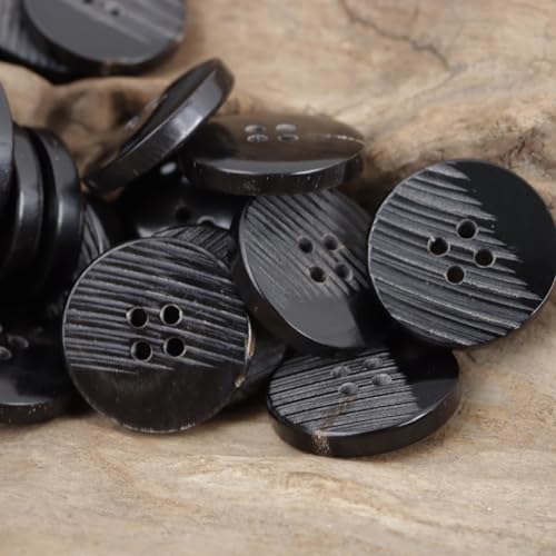 LOYKZCT 10 STÜCK 12-30MM Twill Kaffee Echte Hornknöpfe for Anzüge Echte Büffelhorn Blazerknöpfe Schwarze Hornknöpfe Mantelanzugknöpfe for Männer/Frauen(Black,48L=30.0MM) von LOYKZCT