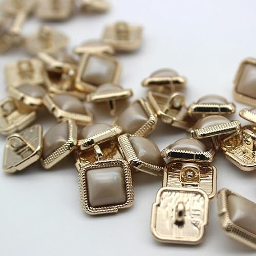 LOYKZCT 10 STÜCKE 11,5 cm Quadratische Hemdknöpfe Aus Metalllegierung Perlmuttknöpfe for Nähen Perlmutt-Ösenknöpfe Perlmuttknöpfe for Strickjacken(Square Goldfield Beige) von LOYKZCT