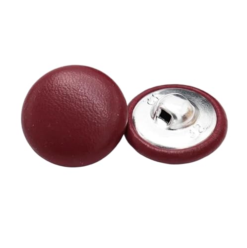 LOYKZCT 10 Stück 11/15/20/25/30 mm Lederbezogene Knöpfe mit Schaft for Kleidung, Mantel, Windjacke, Sofaknopf, Rot, 20 mm, 10 Stück(Dark Red,28mm 10pcs) von LOYKZCT