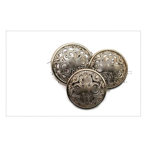 LOYKZCT 10 Stück runde Filigrane Knöpfe im Royal Court-Stil aus Legierung, Vintage-Metall-Nähknöpfe for Kleidung, DIY-Nähzubehör, Antik, 23 mm Durchmesser.(Antique,20mm Dia.) von LOYKZCT