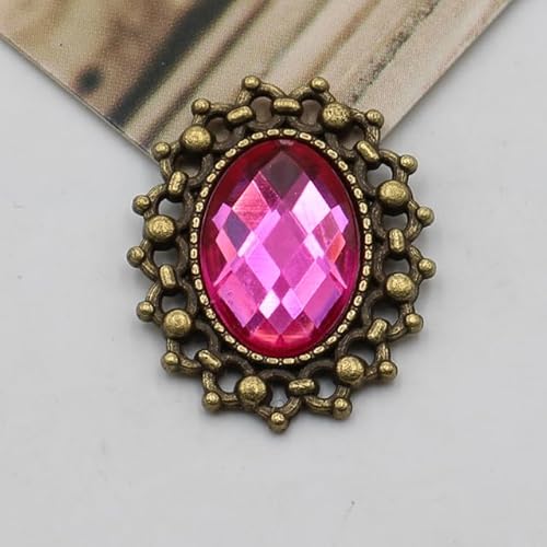 LOYKZCT 10 Stücke 23 * 20mm Oval Acryl Kleidung Dekoration Legierung Strass Flatback Knöpfe DIY Handwerk Schmuck Zubehör(15) von LOYKZCT