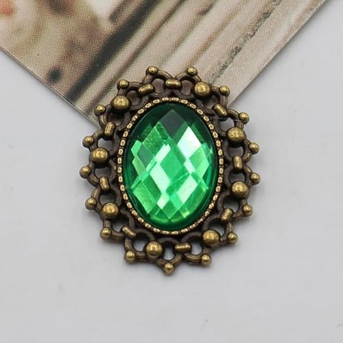 LOYKZCT 10 Stücke 23 * 20mm Oval Acryl Kleidung Dekoration Legierung Strass Flatback Knöpfe DIY Handwerk Schmuck Zubehör(18) von LOYKZCT