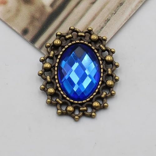 LOYKZCT 10 Stücke 23 * 20mm Oval Acryl Kleidung Dekoration Legierung Strass Flatback Knöpfe DIY Handwerk Schmuck Zubehör(9) von LOYKZCT