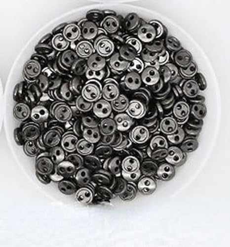 LOYKZCT 100 Stück Mini-Metallknöpfe, 3–8 mm, for 1 handgefertigte Puppenkleidung, runde Schnallen, 2 Löcher, Scrapbooking-Knöpfe, Nähzubehör(Black,8mm) von LOYKZCT