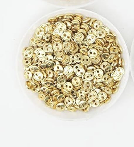 LOYKZCT 100 Stück Mini-Metallknöpfe, 3–8 mm, for 1 handgefertigte Puppenkleidung, runde Schnallen, 2 Löcher, Scrapbooking-Knöpfe, Nähzubehör(Golden,4mm) von LOYKZCT