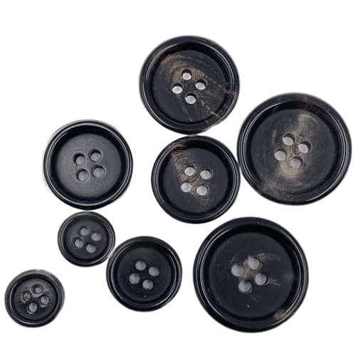 LOYKZCT 12-25MM 10/20 STK Vier Augen Echthornknöpfe for Anzüge Echte Büffelhorn Blazerknöpfe Schwarzer Hornknopf Mantelanzugknöpfe for Männer/Frauen(20pcs,32L=20.0MM) von LOYKZCT