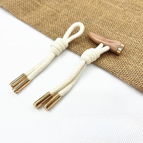 LOYKZCT 2/4 Paar 23 cm grau/braune Knebelknöpfe aus geflochtenem Horn, Seil-Knebelknopf for Aufnähen, Knebelverschluss for Mantel, Windjacke(2# Beige White,2 Pair) von LOYKZCT