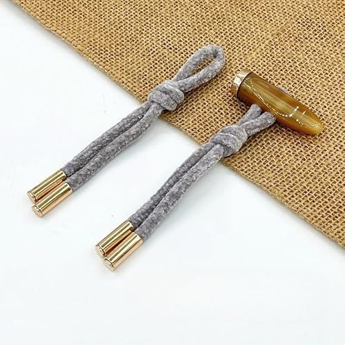 LOYKZCT 2/4 Paar 23 cm grau/braune Knebelknöpfe aus geflochtenem Horn, Seil-Knebelknopf for Aufnähen, Knebelverschluss for Mantel, Windjacke(5#Grey,4 Pair) von LOYKZCT