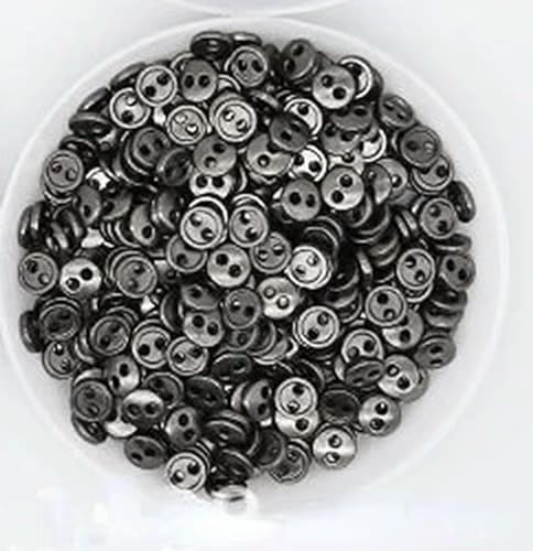 LOYKZCT 30 Stück 3/4/5/6/7/8 mm Mini-Metallknöpfe for DIY-Puppenkleidung, runde Schnallen, 2 Löcher, handgefertigt, Scrapbooking, Nähen(Black,7mm) von LOYKZCT