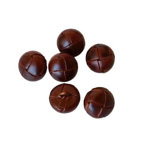 LOYKZCT 6 Teil/los Echtem Leder bezogene knöpfe 15/19/21/23/26mm beige schwarz Leder Taste for mäntel Jacke Schnalle(Football Deep Brown,25mm) von LOYKZCT