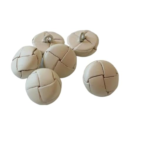LOYKZCT 6 Teil/los Echtem Leder bezogene knöpfe 15/19/21/23/26mm beige schwarz Leder Taste for mäntel Jacke Schnalle(Football White,20mm) von LOYKZCT