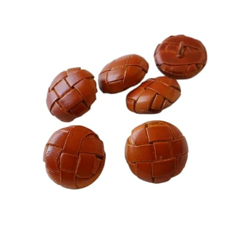 LOYKZCT 6 Teil/los Echtem Leder bezogene knöpfe 15/19/21/23/26mm beige schwarz Leder Taste for mäntel Jacke Schnalle(Plaid Bright Brown,15mm) von LOYKZCT