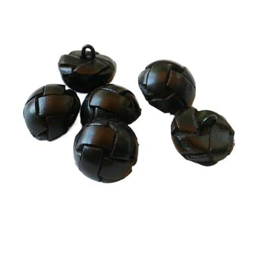 LOYKZCT 6 Teil/los Echtem Leder bezogene knöpfe 15/19/21/23/26mm beige schwarz Leder Taste for mäntel Jacke Schnalle(Round Ball Black,25mm) von LOYKZCT