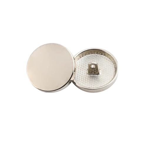 LOYKZCT 6 Teile/los 15/18/20/23/25/28mm Zink-Legierung Einfache Metall Knöpfe for Jacke, Windjacke Kleidung Nähen Dekorative(FlatbackSilver,18mm) von LOYKZCT
