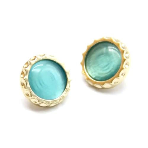 LOYKZCT 8 Stück runde Knöpfe, Metall-Hemdknöpfe for Kleidung, Goldrosa, 11 mm(Gold Blue) von LOYKZCT