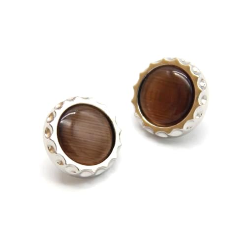 LOYKZCT 8 Stück runde Knöpfe, Metall-Hemdknöpfe for Kleidung, Goldrosa, 11 mm(Silver Brown) von LOYKZCT