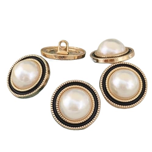 LOYKZCT Bastelknöpfe, Damen-Anstecknadeln, Broschenknöpfe, 10 Stück, Kleidung, Luxus-Perlenknöpfe, Nähmaterial, Zubehör, Modeknöpfe for Mantelverzierungen(Black Gold,25mm) von LOYKZCT