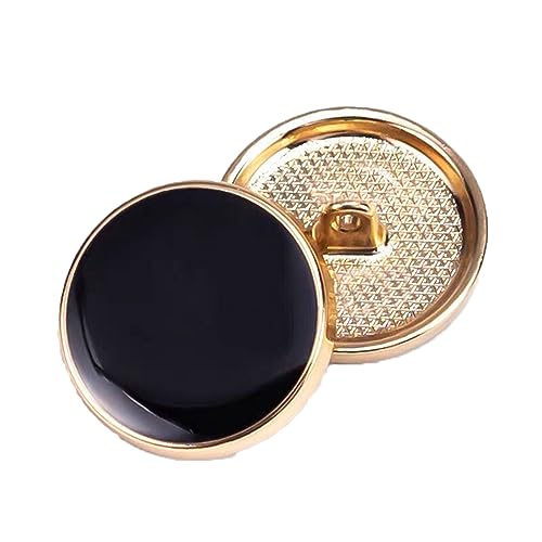 LOYKZCT Metallknöpfe for Nähen von Kleidung, Metallknöpfe for Jacken, for Damen und Herren, Anzugknöpfe for Damen, Goldweiß, 23 mm, 10 Stück(Gold Black,25 mm 10pcs) von LOYKZCT