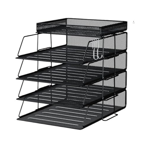 LPACXBYD Büro-Schreibtisch-Papier-Organizer, Dokumentenablage, mehrschichtiger Desktop-Aktenhalter, platzsparende, herausnehmbare Aktenablagen aus Metallgeflecht Für die Aufbewahrung von Dokumenten von LPACXBYD