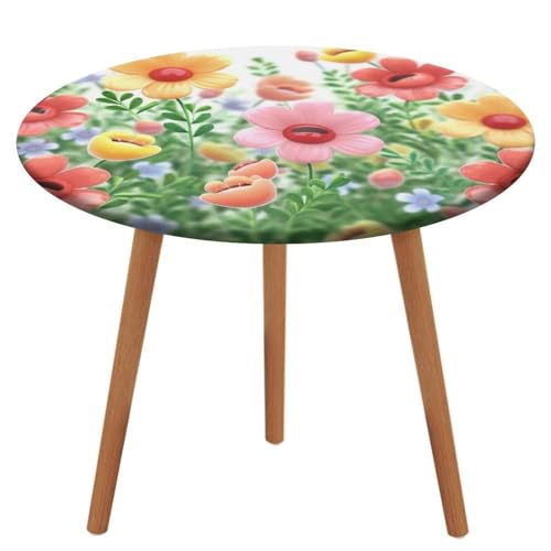 LPAGBCNU Runde Tischdecke, elastisch, wasserdicht, Happy Flower-Tischdecke, wasserdicht und schmutzabweisend, geeignet für Innen- und Außenbereich, Picknick-Partys, Durchmesser 130 cm LPAGBCNU Runde Tischdecke, elastisch, wasserdicht, Happy Flower-Tischdecke, wasserdicht und schmutzabweisend, geeignet für Innen- und Außenbereich, Picknick-Partys, Durchmesser 130 cm von LPAGBCNU