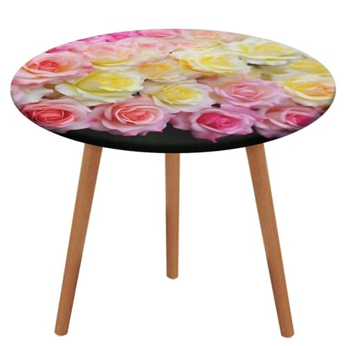 LPAGBCNU Runde Tischdecke, elastisch, wasserdicht, Motiv: Sweety Rose, wasserdicht und schmutzabweisend, geeignet für Picknickpartys im Innen- und Außenbereich, Durchmesser: 110 cm von LPAGBCNU