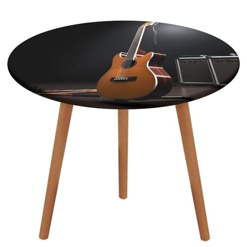 LPAGBCNU Runde Tischdecke, elastisch, wasserdicht, für Musikinstrumente, Gitarre, wasserdicht und schmutzabweisend, geeignet für Picknickpartys im Innen- und Außenbereich, Durchmesser: 130 cm von LPAGBCNU