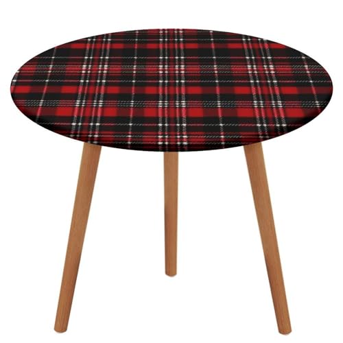 LPAGBCNU Runde Tischdecke, elastisch, wasserdicht, kariert, wasserdicht und schmutzabweisend, geeignet für Picknick-Partys im Innen- und Außenbereich, Durchmesser 100 cm, Rot und Schwarz von LPAGBCNU