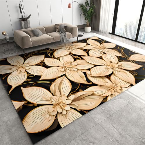 Rutschhemmende Pads Wohnzimmerteppich, Abstrakter schwarz-goldener Marmorteppich, rutschfeste Mikrofaser-Fußmatten mit schwarzer und goldener Linie, maschinenwaschbarer Teppich for das Badezimmer in d Rutschhemmende Pads Wohnzimmerteppich, Abstrakter schwarz-goldener Marmorteppich, rutschfeste Mikrofaser-Fußmatten mit schwarzer und goldener Linie, maschinenwaschbarer Teppich for das Badezimmer in d von LPAGOLMIX