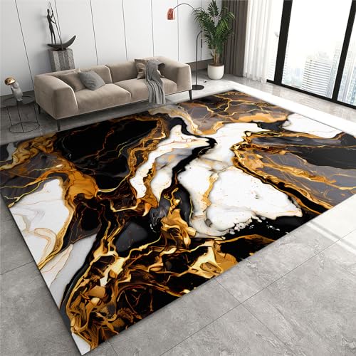 Rutschhemmende Pads Wohnzimmerteppich, Abstrakter schwarz-goldener Marmorteppich, rutschfeste Mikrofaser-Fußmatten mit schwarzer und goldener Linie, maschinenwaschbarer Teppich for das Badezimmer in d Rutschhemmende Pads Wohnzimmerteppich, Abstrakter schwarz-goldener Marmorteppich, rutschfeste Mikrofaser-Fußmatten mit schwarzer und goldener Linie, maschinenwaschbarer Teppich for das Badezimmer in d von LPAGOLMIX