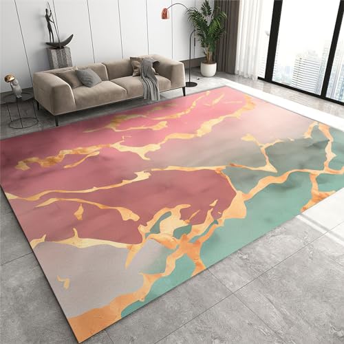 Rutschhemmende Pads Wohnzimmerteppich, Abstrakter schwarz-goldener Marmorteppich, rutschfeste Mikrofaser-Fußmatten mit schwarzer und goldener Linie, maschinenwaschbarer Teppich for das Badezimmer in d Rutschhemmende Pads Wohnzimmerteppich, Abstrakter schwarz-goldener Marmorteppich, rutschfeste Mikrofaser-Fußmatten mit schwarzer und goldener Linie, maschinenwaschbarer Teppich for das Badezimmer in d von LPAGOLMIX