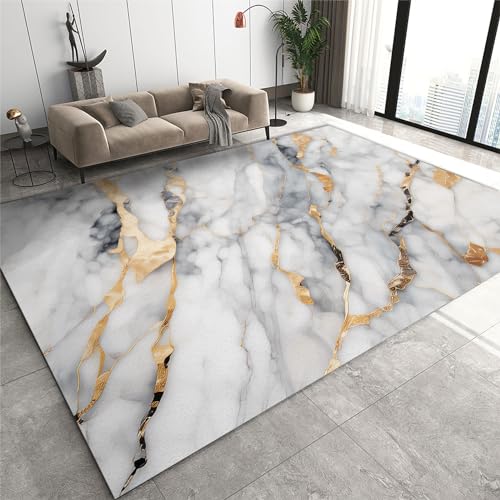 Rutschhemmende Pads Wohnzimmerteppich, Abstrakter schwarz-goldener Marmorteppich, rutschfeste Mikrofaser-Fußmatten mit schwarzer und goldener Linie, maschinenwaschbarer Teppich for das Badezimmer in d Rutschhemmende Pads Wohnzimmerteppich, Abstrakter schwarz-goldener Marmorteppich, rutschfeste Mikrofaser-Fußmatten mit schwarzer und goldener Linie, maschinenwaschbarer Teppich for das Badezimmer in d von LPAGOLMIX