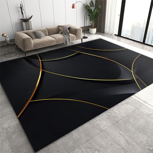 Rutschhemmende Pads Wohnzimmerteppich, Abstrakter schwarz-goldener Marmorteppich, rutschfeste Mikrofaser-Fußmatten mit schwarzer und goldener Linie, maschinenwaschbarer Teppich for das Badezimmer in d Rutschhemmende Pads Wohnzimmerteppich, Abstrakter schwarz-goldener Marmorteppich, rutschfeste Mikrofaser-Fußmatten mit schwarzer und goldener Linie, maschinenwaschbarer Teppich for das Badezimmer in d von LPAGOLMIX