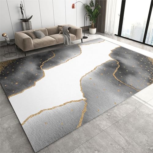 Rutschhemmende Pads Wohnzimmerteppich, Schwarz-goldener Flächenteppich, moderne, schlichte Linien, rutschfeste Mikrofaser-Fußmatten, maschinenwaschbarer Teppich for Waschküche und Badezimmer(Abstract Rutschhemmende Pads Wohnzimmerteppich, Schwarz-goldener Flächenteppich, moderne, schlichte Linien, rutschfeste Mikrofaser-Fußmatten, maschinenwaschbarer Teppich for Waschküche und Badezimmer(Abstract von LPAGOLMIX