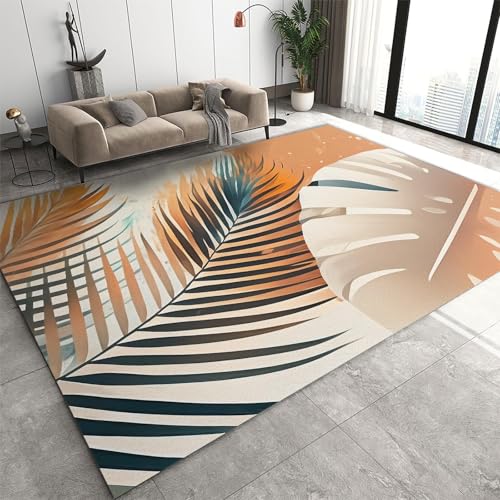 Rutschhemmende Pads Wohnzimmerteppich, Schwarz-goldener Flächenteppich, moderne, schlichte Linien, rutschfeste Mikrofaser-Fußmatten, maschinenwaschbarer Teppich for Waschküche und Badezimmer(Feathers, Rutschhemmende Pads Wohnzimmerteppich, Schwarz-goldener Flächenteppich, moderne, schlichte Linien, rutschfeste Mikrofaser-Fußmatten, maschinenwaschbarer Teppich for Waschküche und Badezimmer(Feathers, von LPAGOLMIX