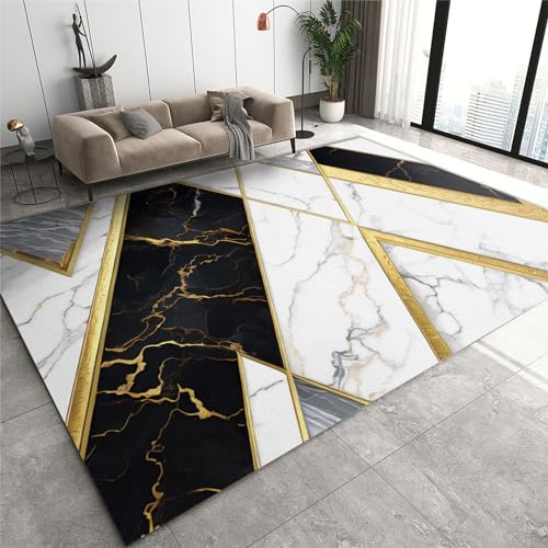 Rutschhemmende Pads Wohnzimmerteppich, Teppich aus Granit, Achat, Schwarz, Weiß und Gold, moderne geometrische rutschfeste Mikrofaser-Fußmatten, maschinenwaschbarer Teppich for Waschküche und Badezimm Rutschhemmende Pads Wohnzimmerteppich, Teppich aus Granit, Achat, Schwarz, Weiß und Gold, moderne geometrische rutschfeste Mikrofaser-Fußmatten, maschinenwaschbarer Teppich for Waschküche und Badezimm von LPAGOLMIX