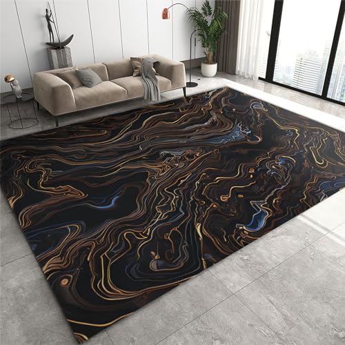 Rutschhemmende Pads Wohnzimmerteppich, Teppich aus Granit, Achat, Schwarz, Weiß und Gold, moderne geometrische rutschfeste Mikrofaser-Fußmatten, maschinenwaschbarer Teppich for Waschküche und Badezimm Rutschhemmende Pads Wohnzimmerteppich, Teppich aus Granit, Achat, Schwarz, Weiß und Gold, moderne geometrische rutschfeste Mikrofaser-Fußmatten, maschinenwaschbarer Teppich for Waschküche und Badezimm von LPAGOLMIX