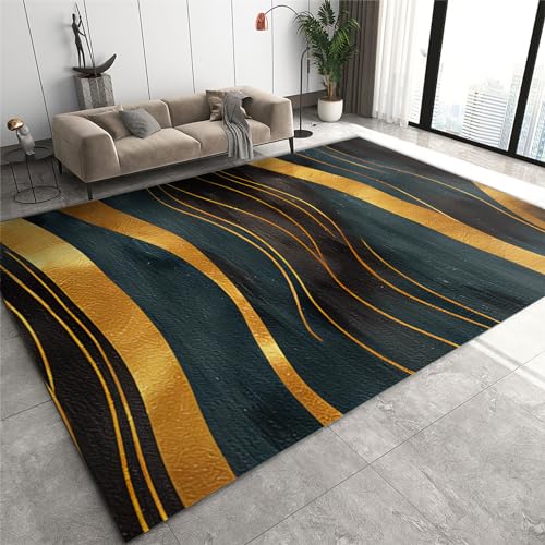 Rutschhemmende Pads Wohnzimmerteppich, Teppich aus Granit, Achat, Schwarz, Weiß und Gold, moderne geometrische rutschfeste Mikrofaser-Fußmatten, maschinenwaschbarer Teppich for Waschküche und Badezimm Rutschhemmende Pads Wohnzimmerteppich, Teppich aus Granit, Achat, Schwarz, Weiß und Gold, moderne geometrische rutschfeste Mikrofaser-Fußmatten, maschinenwaschbarer Teppich for Waschküche und Badezimm von LPAGOLMIX