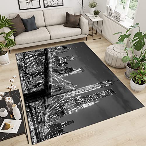 Rutschhemmende Pads Wohnzimmerteppich, Teppich mit Brooklyn Bridge, New York City, graue Skyline, rutschfeste Mikrofaser-Fußmatten, maschinenwaschbarer Teppich for Waschküche und Badezimmer(Style-02(w Rutschhemmende Pads Wohnzimmerteppich, Teppich mit Brooklyn Bridge, New York City, graue Skyline, rutschfeste Mikrofaser-Fußmatten, maschinenwaschbarer Teppich for Waschküche und Badezimmer(Style-02(w von LPAGOLMIX
