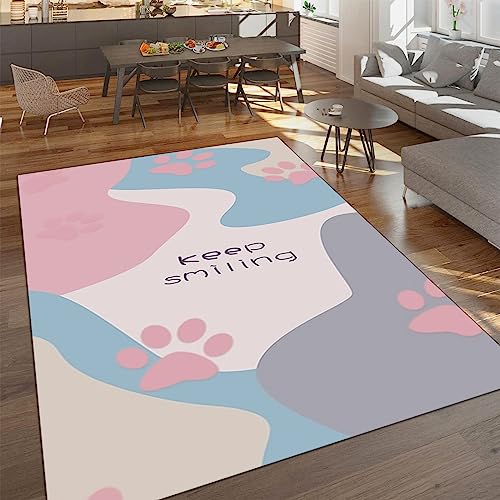 Rutschhemmende Pads Wohnzimmerteppich, Teppich mit rosa-weiß-grauen Nähten, luxuriöse rutschfeste Mikrofaser-Fußmatten im Retro-Stil, maschinenwaschbarer Teppich for das Badezimmer in der Waschküche(S Rutschhemmende Pads Wohnzimmerteppich, Teppich mit rosa-weiß-grauen Nähten, luxuriöse rutschfeste Mikrofaser-Fußmatten im Retro-Stil, maschinenwaschbarer Teppich for das Badezimmer in der Waschküche(S von LPAGOLMIX