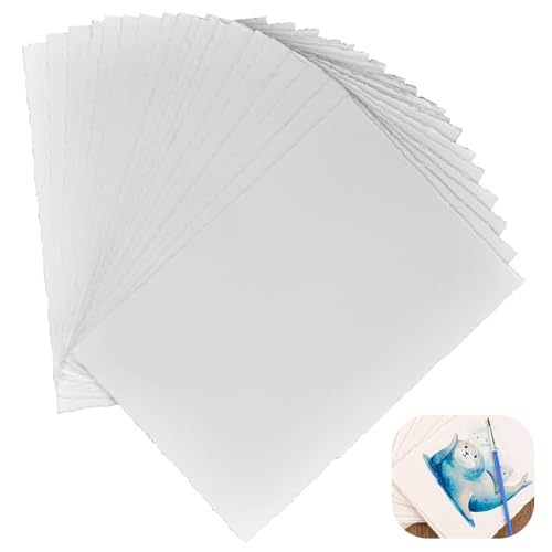 LPAMABA 30er Pack 300GSM 28x19cm Handgefertig Büttenpapier Blanko Strukturpapier Weiß Mixed Media Papier Aquarell Aquarellblock Papier Aqurellpapierblock Dickes Malpapier mit Büttenrand für Malen LPAMABA 30er Pack 300GSM 28x19cm Handgefertig Büttenpapier Blanko Strukturpapier Weiß Mixed Media Papier Aquarell Aquarellblock Papier Aqurellpapierblock Dickes Malpapier mit Büttenrand für Malen von LPAMABA