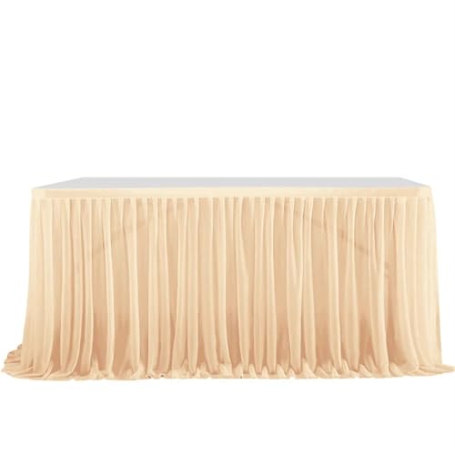 LPATEBCVU Tischrock Semi-Sheer Chiffon Tisch Rock Geburtstag Party Tisch Einstellung Esszimmer Hochzeit Bankette Decor(Beige,9FT(L2.75m H0.75m)) von LPATEBCVU