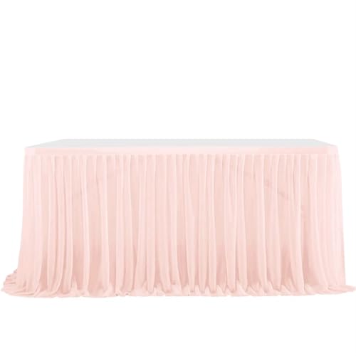 LPATEBCVU Tischrock Semi-Sheer Chiffon Tisch Rock Geburtstag Party Tisch Einstellung Esszimmer Hochzeit Bankette Decor(Light pink,9FT(L2.75m H0.75m)) von LPATEBCVU