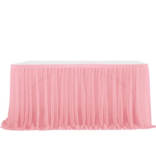 LPATEBCVU Tischrock Semi-Sheer Chiffon Tisch Rock Geburtstag Party Tisch Einstellung Esszimmer Hochzeit Bankette Decor(Pink,6FT(L1.83m H0.75m)) von LPATEBCVU