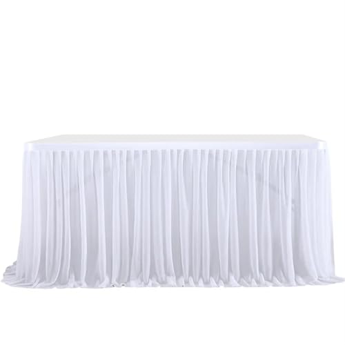 LPATEBCVU Tischrock Semi-Sheer Chiffon Tisch Rock Geburtstag Party Tisch Einstellung Esszimmer Hochzeit Bankette Decor(White,9FT(L2.75m H0.75m)) von LPATEBCVU