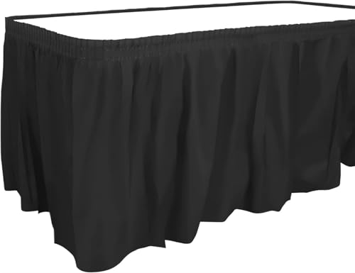 LPATEBCVU Tischrock Tischrock, Kunststoff-Tischrock, 4,3 m x 73,7 cm, rechteckige Tische, Tischröcke, Tischdecke for Geburtstagsfeiern(Black) von LPATEBCVU