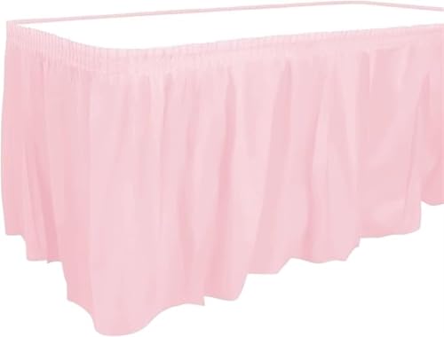 LPATEBCVU Tischrock Tischrock, Kunststoff-Tischrock, 4,3 m x 73,7 cm, rechteckige Tische, Tischröcke, Tischdecke for Geburtstagsfeiern(Pink) von LPATEBCVU