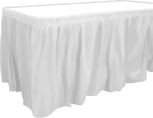 LPATEBCVU Tischrock Tischrock, Kunststoff-Tischrock, 4,3 m x 73,7 cm, rechteckige Tische, Tischröcke, Tischdecke for Geburtstagsfeiern(White) von LPATEBCVU