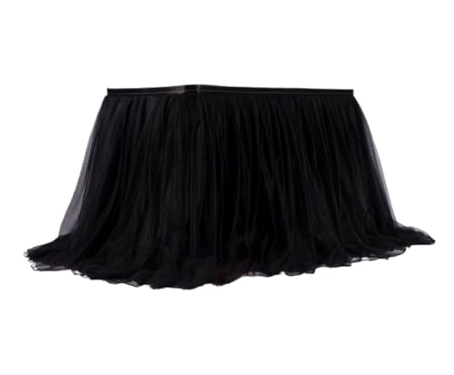 LPATEBCVU Tischrock Tischrock Hochzeitsfeier Tutu Tüll Geschirr Tuch Geburtstagsfeier Wohnkultur Party Dekoration Tischrock(Black,200x79cm-6.6ft) von LPATEBCVU