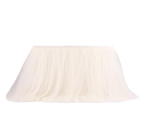 LPATEBCVU Tischrock Tischrock Hochzeitsfeier Tutu Tüll Geschirr Tuch Geburtstagsfeier Wohnkultur Party Dekoration Tischrock(Milky White,245cmx79cm-8ft) von LPATEBCVU