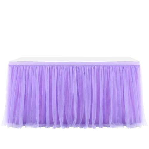 LPATEBCVU Tischrock Tischrock Hochzeitsfeier Tutu Tüll Geschirr Tuch Geburtstagsfeier Wohnkultur Party Dekoration Tischrock(Purple,245cmx79cm-8ft) von LPATEBCVU